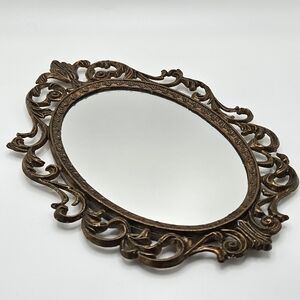 VINTAGE Action Made in Italy Brass Ornate Baroque Victorian Framed Mirror